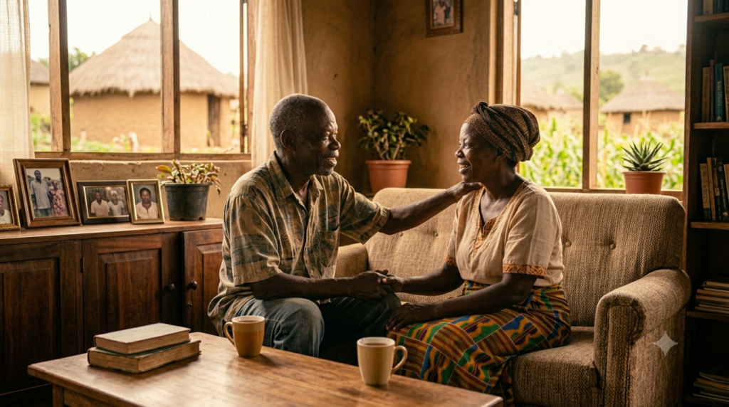 Married couple learning to communicate better through healthy conversation and listening