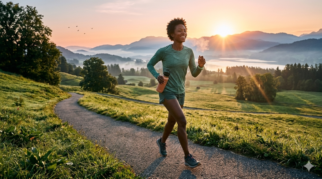 Healthy person practicing natural ways to boost energy through exercise and healthy living
